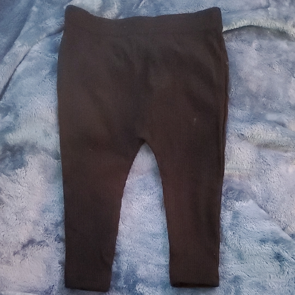 Kids Black Ribbed Leggings